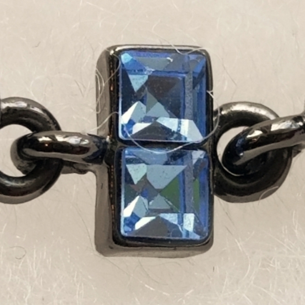 Givenchy Vintage Art Deco Gun Metal Hematite & Ocean Blue Crystal Bracelet - Picture 4 of 4